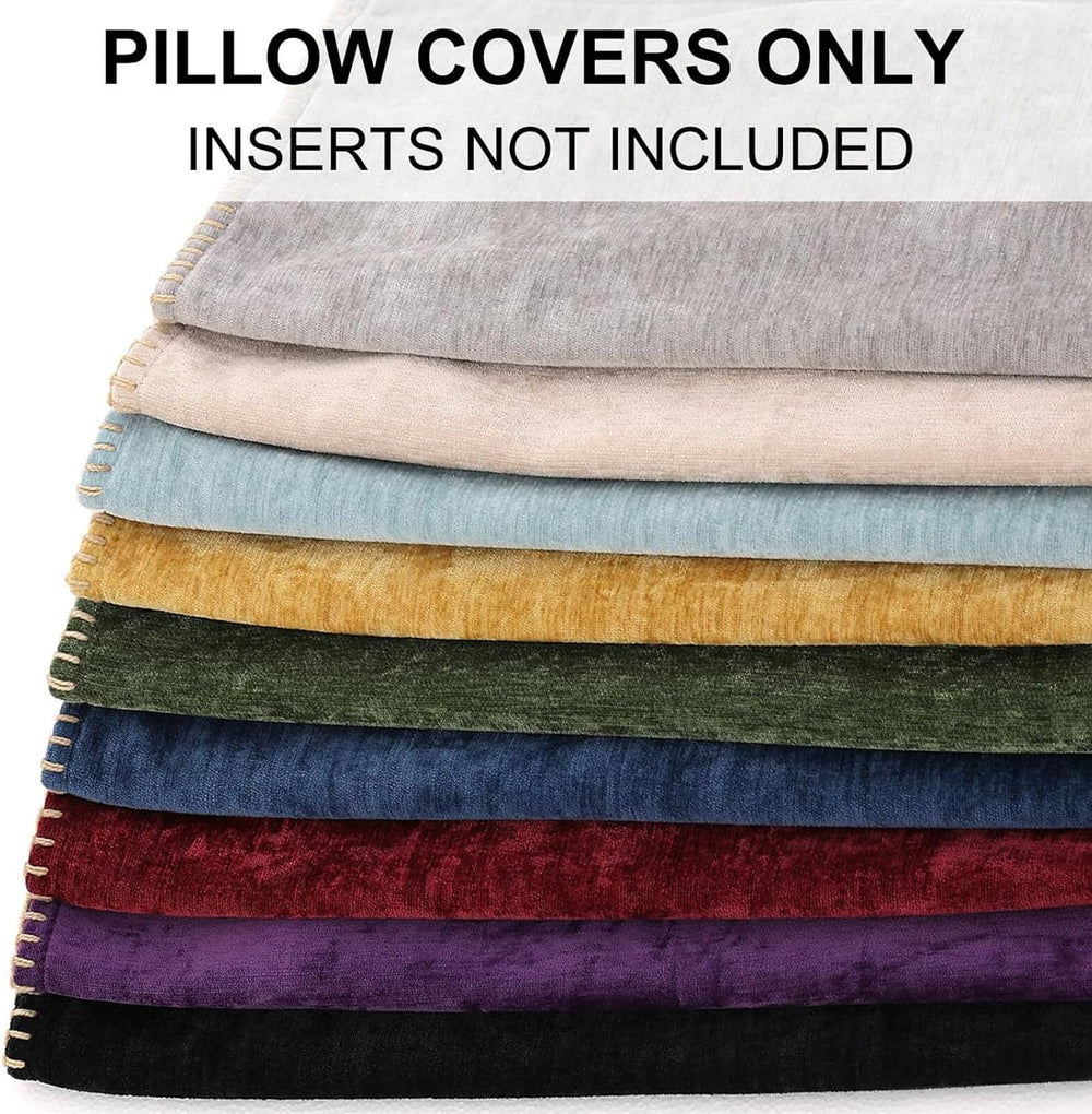 decorUhome Soft Chenille Throw Pillow Covers 24x24 Set of 2 Beige