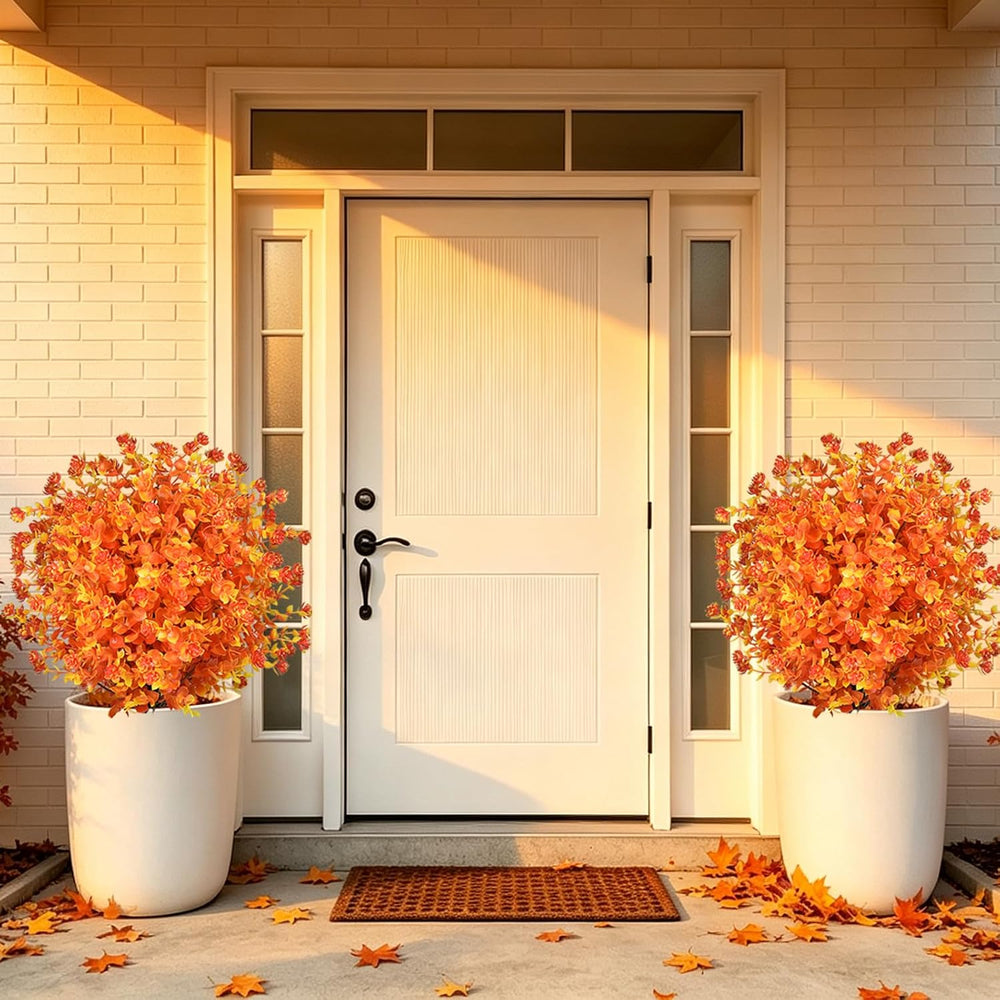2 Pack Fall Fake Mums Topiary Ball Plants with Ground Stakes UV Resistant