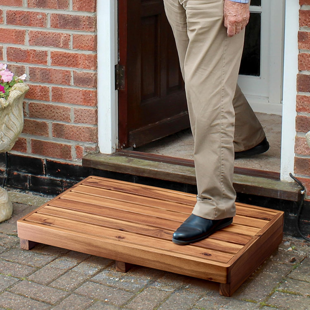 TINAMO 3.5" One Step Stool, Acacia Step Stool for Bed, 300 lbs Capacity