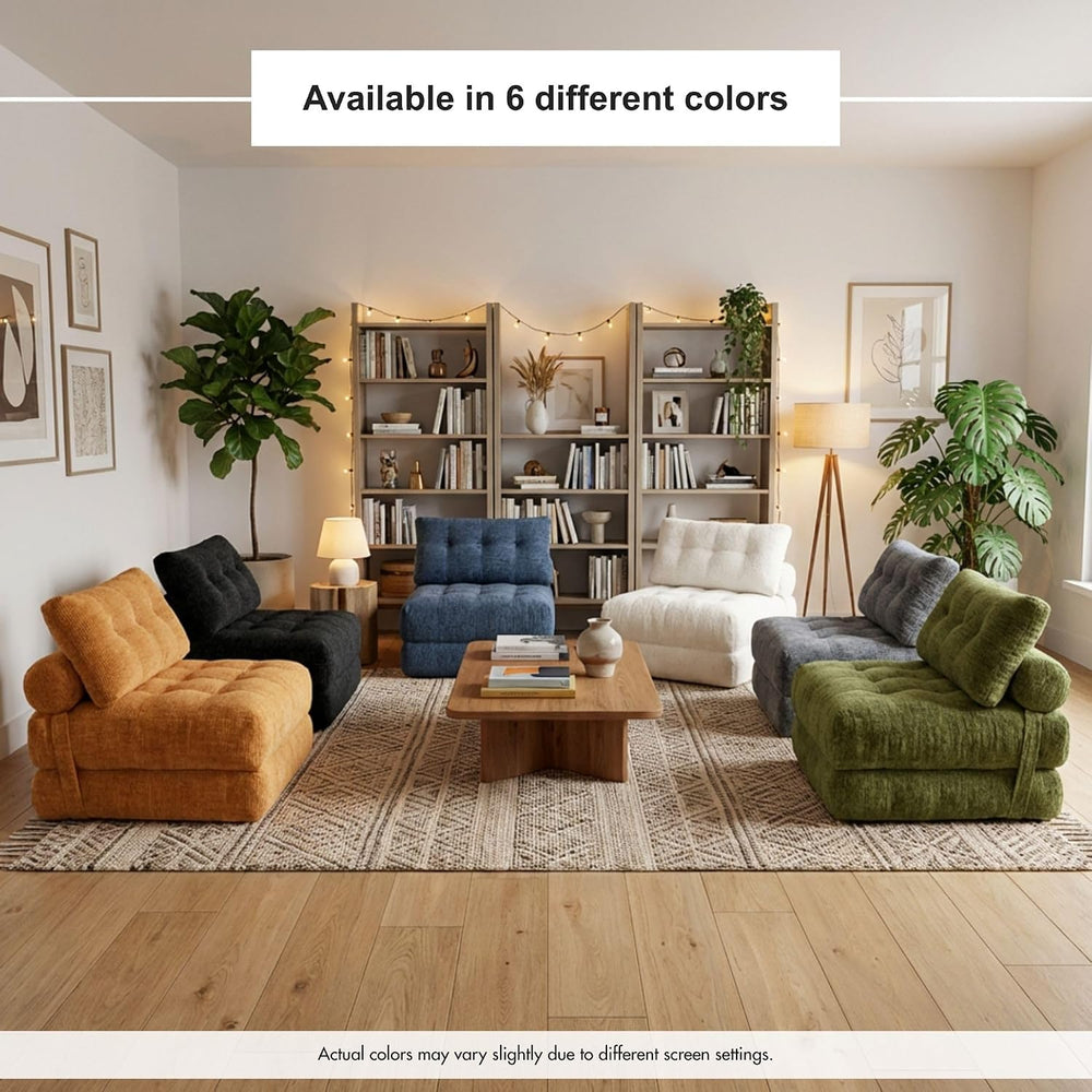 · REDEARTH · Boneless 3-in-1 Folding Sofa Bed Floor Couch - Navy Blue