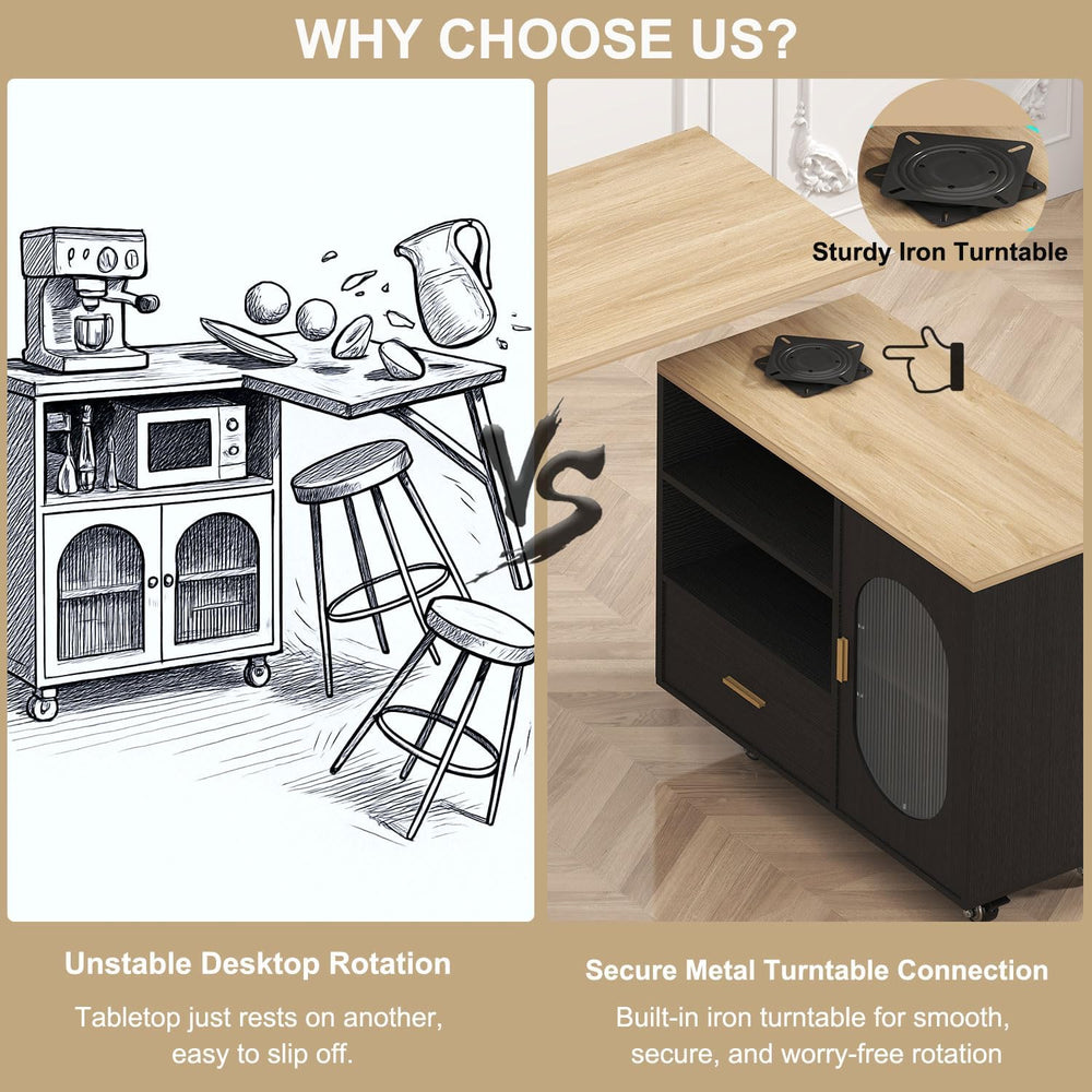 LVB Kitchen Island with Storage,72" Mobile Island Table for Kitchen