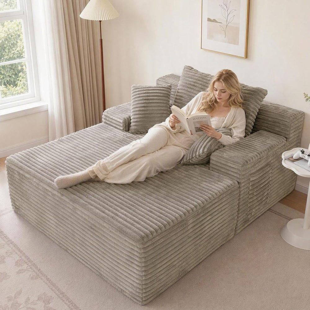 65" Oversized Boneless Chaise Lounge Chair, Cloud Reading Chair