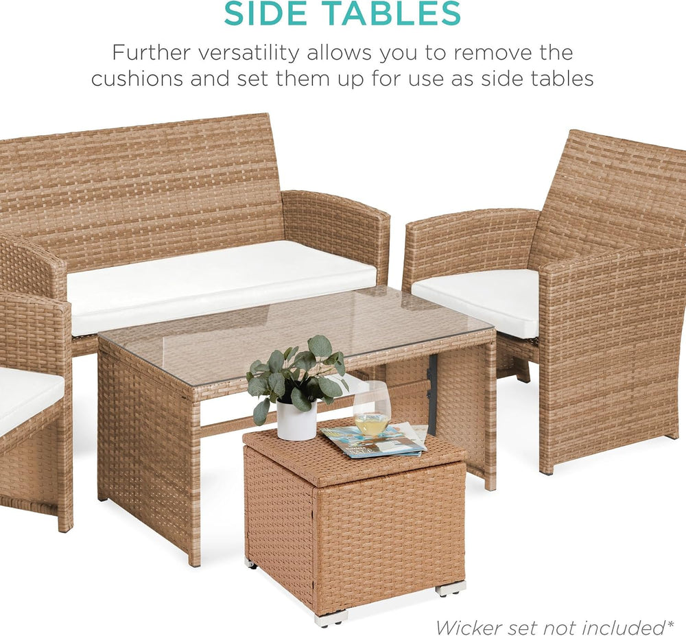 Best Choice Products Set of 2 Wicker Ottomans, Multipurpose Outdoor Furniture...