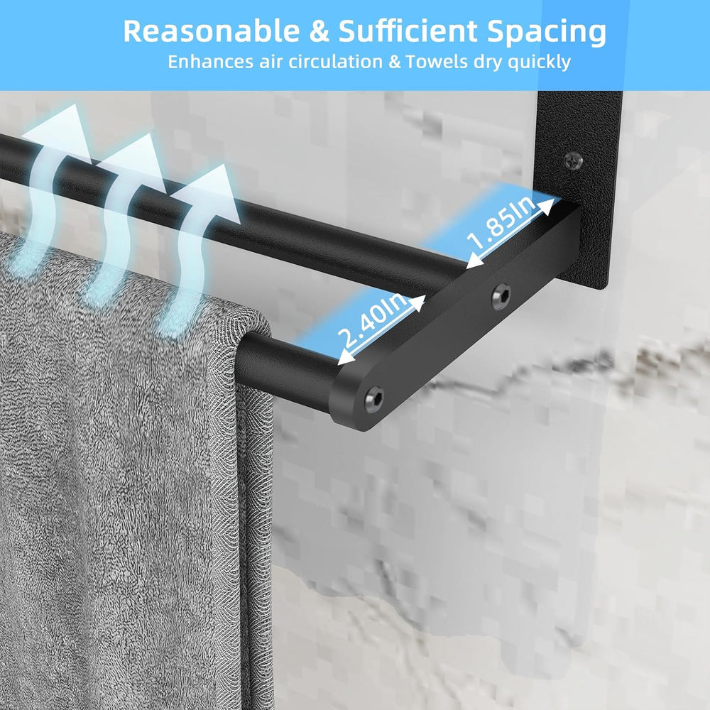 KLJKPA 24 Inch Towel Racks for Bathroom Wall-Mount, 3-Tier, Black