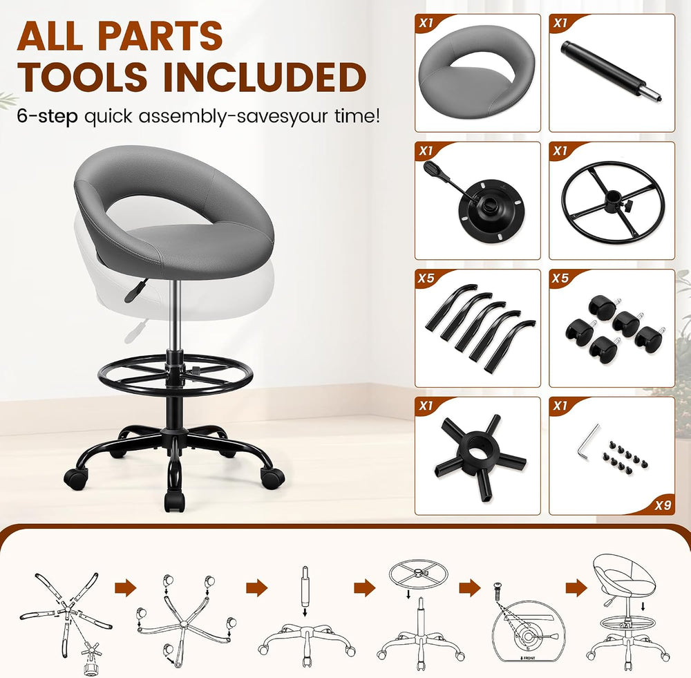 Drafting Chair for Standing Desk, Counter Height Rolling Stool