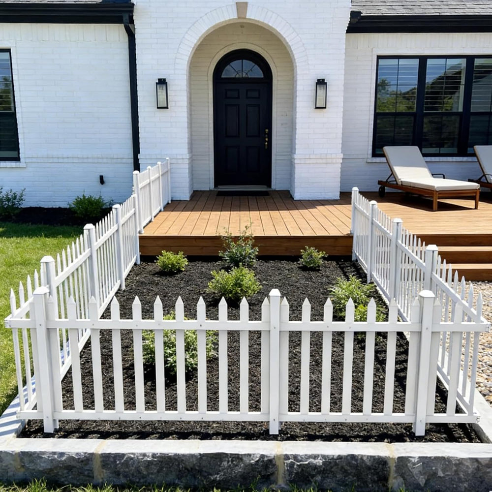 Bynbbur 2 Panels White Picket Fence 42" W x 36" H Garden Picket Fen...