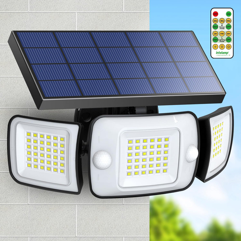 intelamp Outdoor Solar Flood Lights Waterproof Dual Motion Sensor 180°