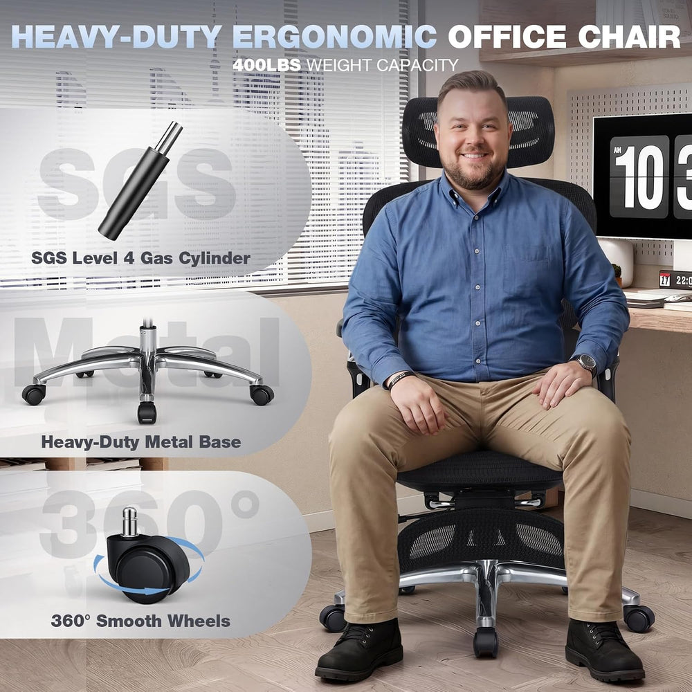 MALOL Ergonomic Office Chair, 400lbs High Back Mesh Desk Chair with 6D Armres...