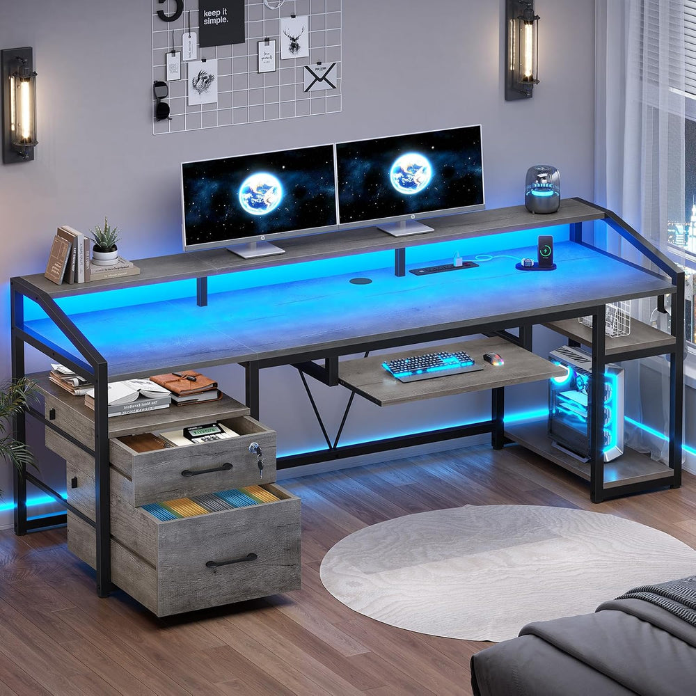 SEDETA 63" Computer Desk, Office Desk with Lockable Drawers for Legal/Le...