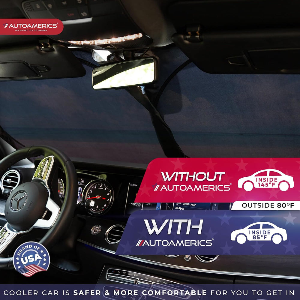 Autoamerics 1-Piece Windshield Sun Shade - Sunny Beach, Small 59x28.5 in