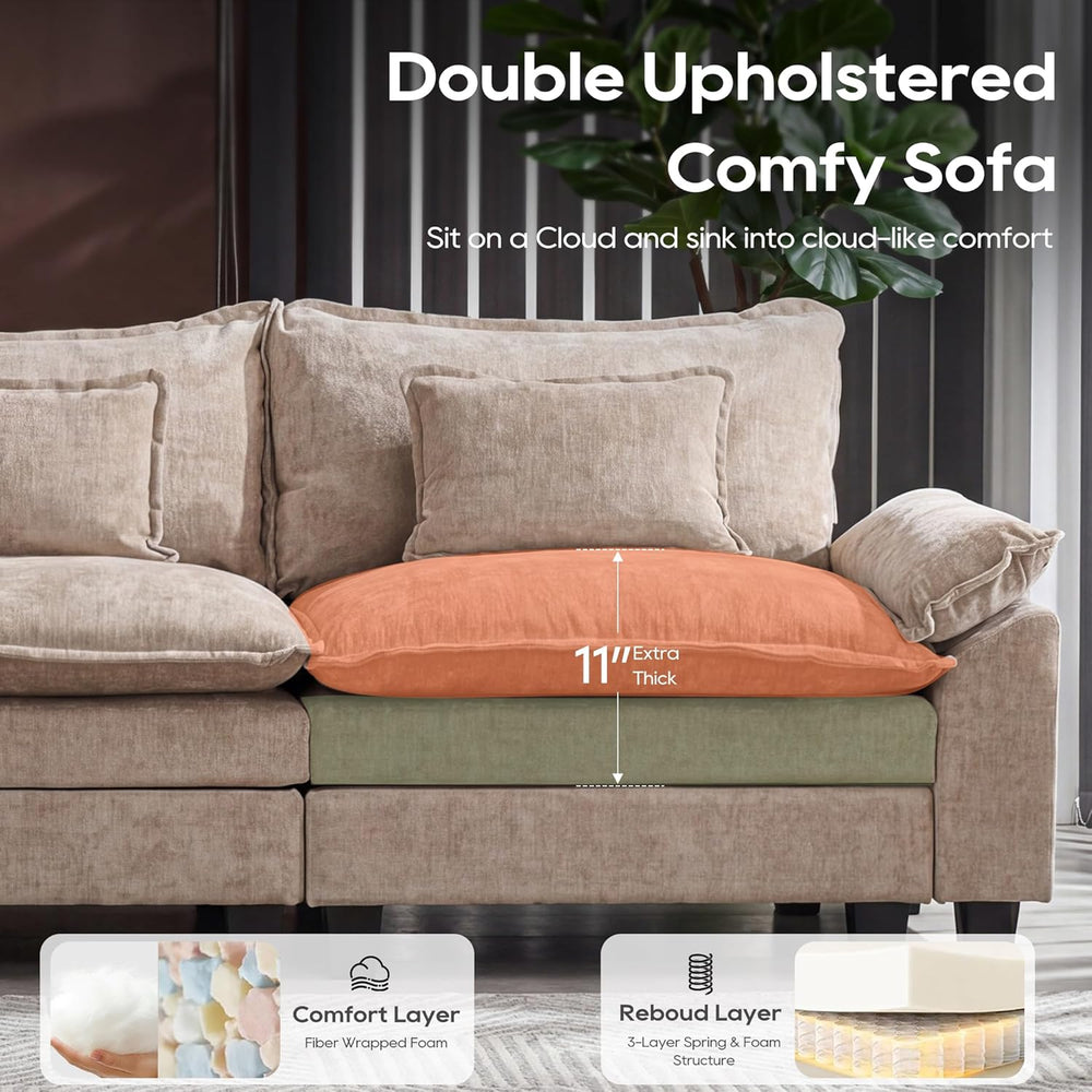 URRED Oversized Modular Sectional Sofa,Khaki:157" U Shaped