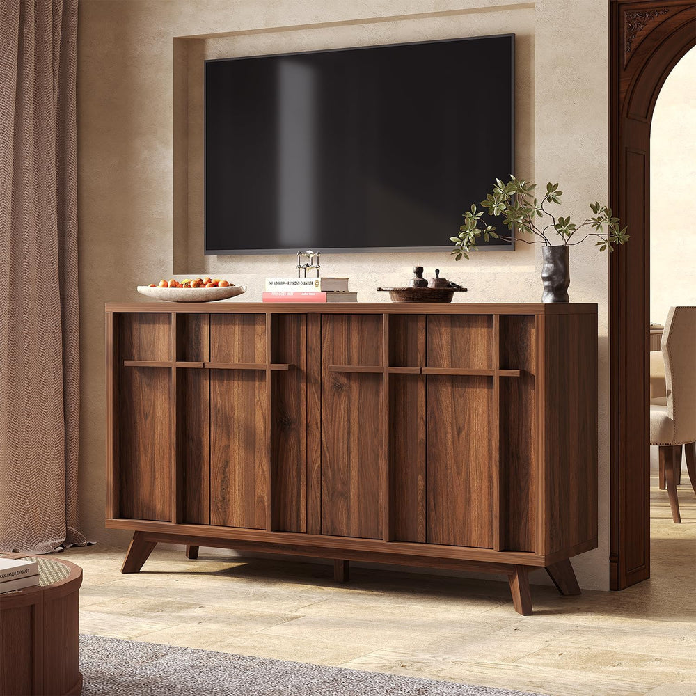 knoworld 59" Sideboard Buffet Cabinet with Storage, Modern Credenza, Brown