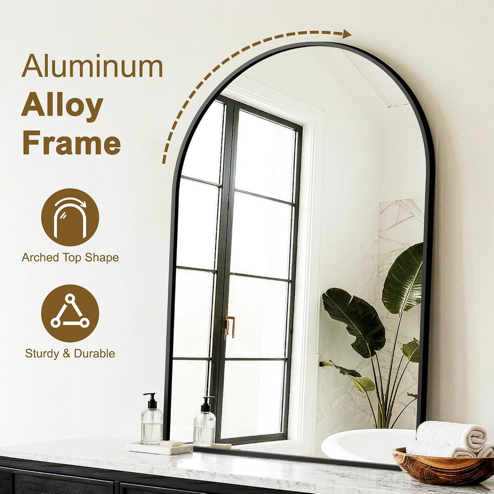 FGU Arched Bathroom Mirror for Over Sink 2 Pack 38"x26" Black Vanit...