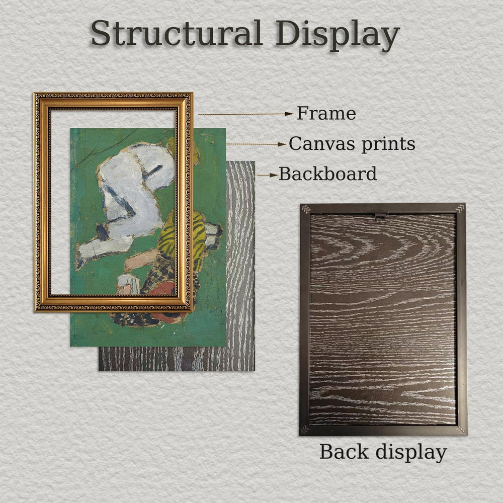 Vintage European Abstract Gold Framed Canvas Wall Art 16x24