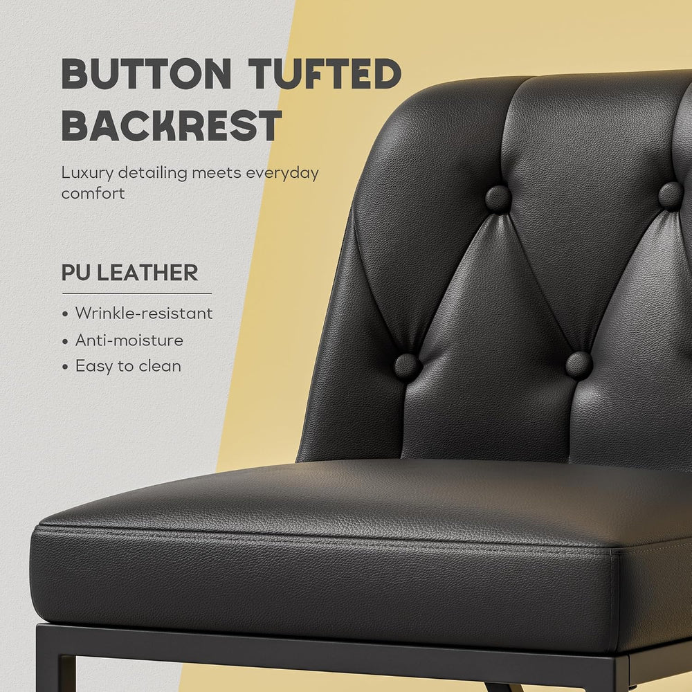 Ollega 24" Black Counter Height Bar Stools Set of 4, Button Tufted Back