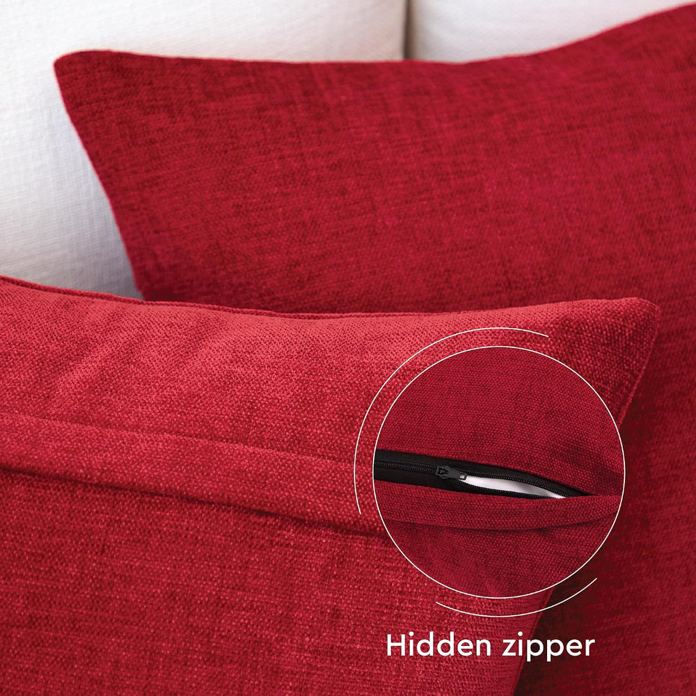 Encasa XO Chenille Throw Pillow Covers, No Inserts 24"x24"
