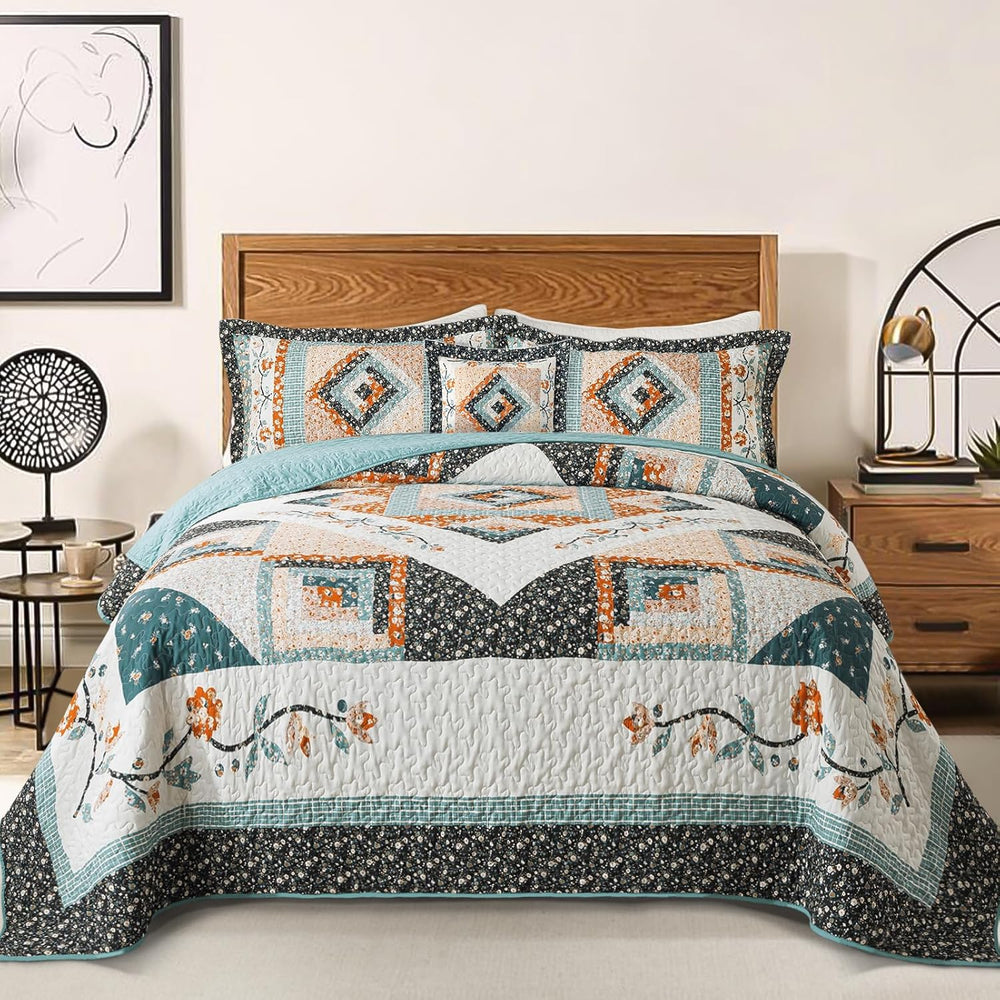 BEDIFANY Cotton King Size Quilt Sets, Lightweight King Quilt Bedding Set