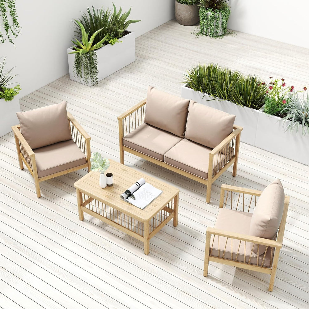 Outdoor Chair Cushions Set of 4, 22 x 22 Inch Patio Furniture Cushions with S...