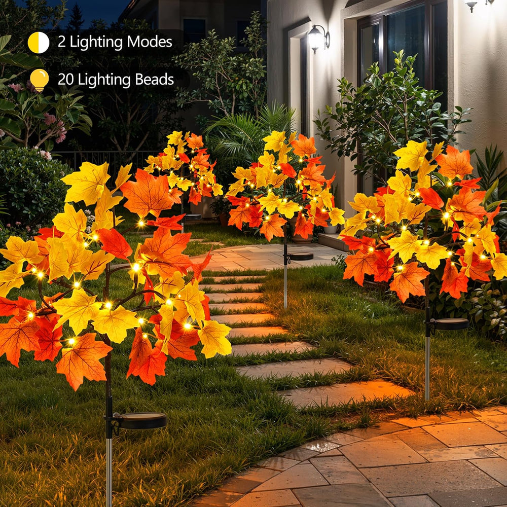 Lewondr 4 Pack Fall Solar Lights Outdoor Decorative