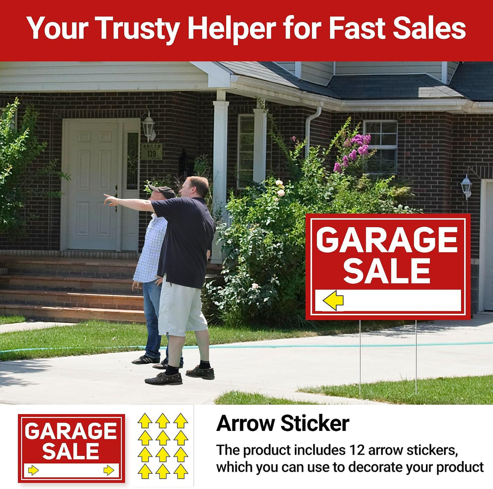 6 Pcs Garage Sale Signs with Stakes, Extra-Large Foldable Garage Sale Signs 2...