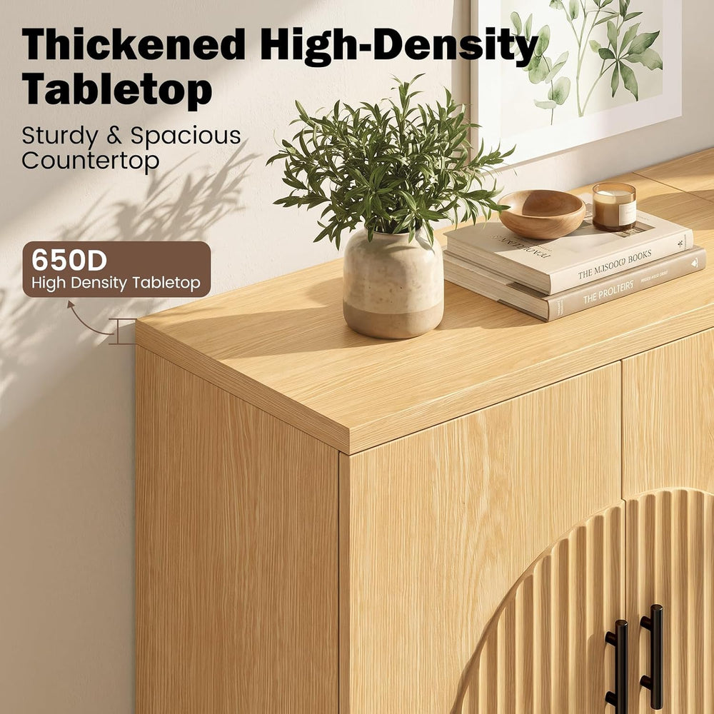 Welzona Fluted Arched Sideboard Buffet Cabinet with Storage Natural