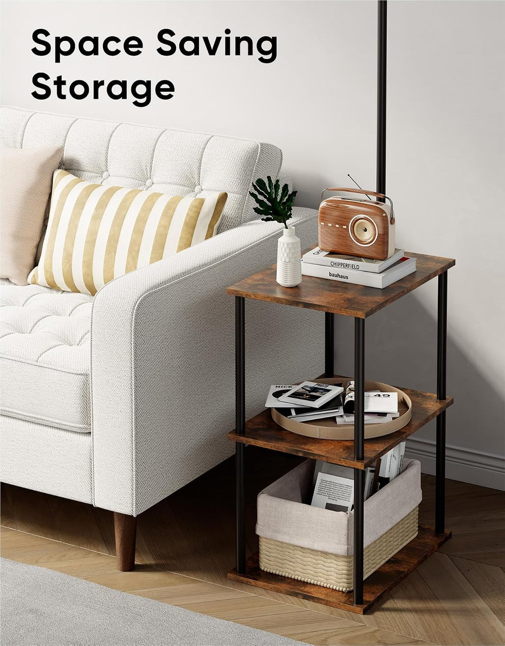 Floor Lamp with Table 2-Pack, Nightstands End Side Table for Living Room