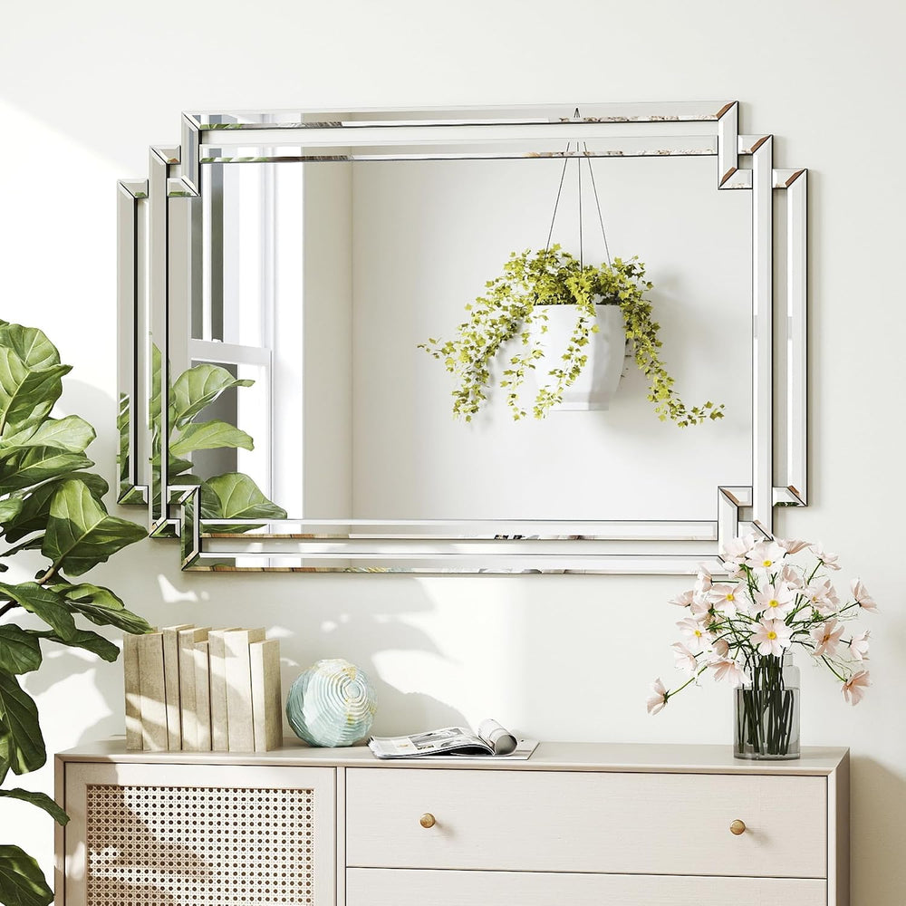 Modern Large Living Room Decorative Mirror with Mirrored Frame