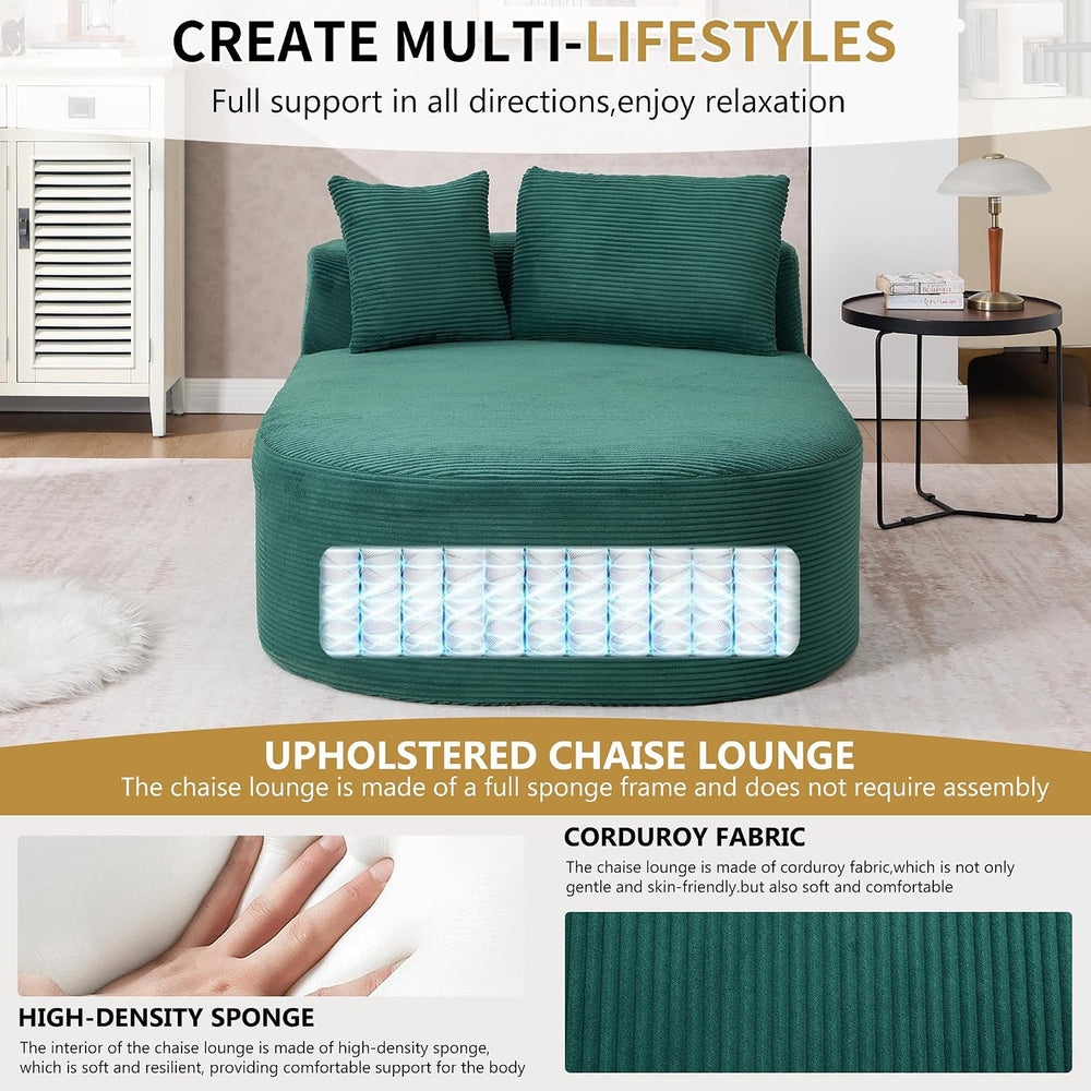 Anwick 65" Oversized Chaise Lounge Chair, Modern Corduroy Cloud Couch wi...
