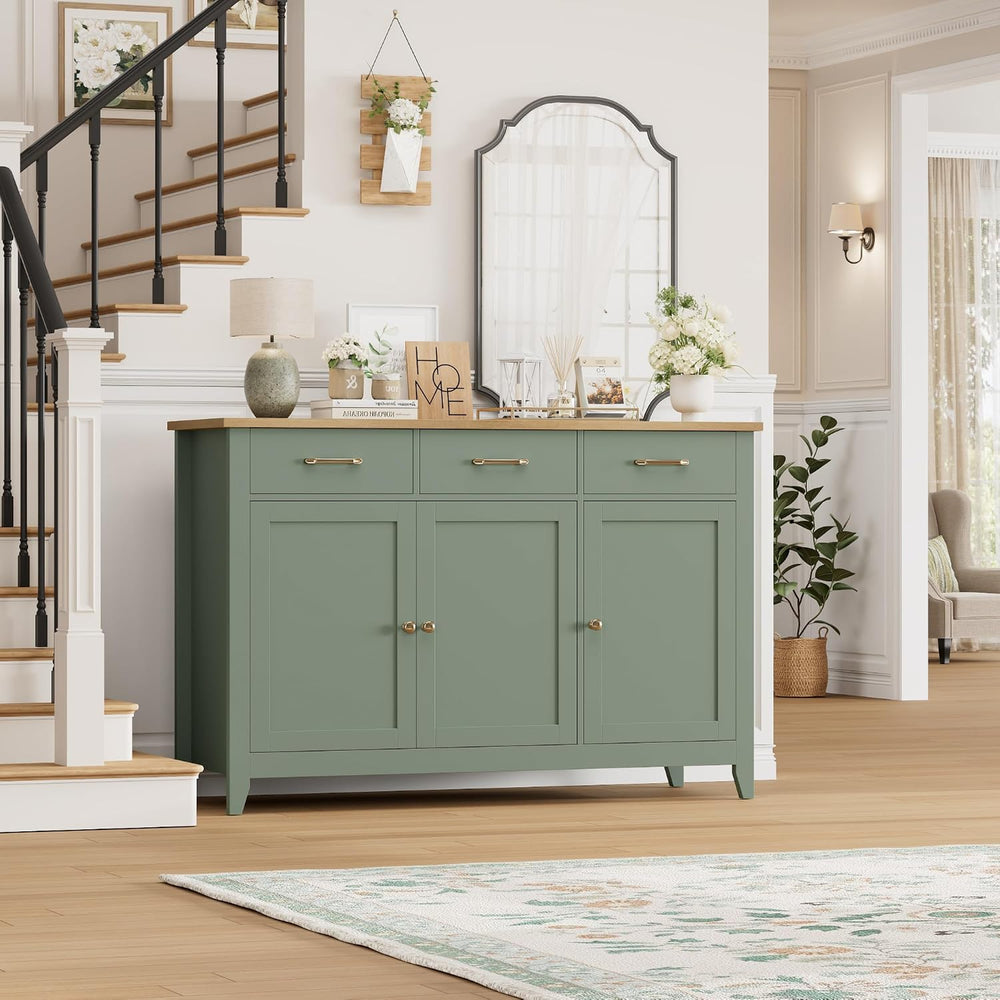 HORSTORS 47" W Kitchen Buffet Sideboard Cabinet with Storage Drawers, Green