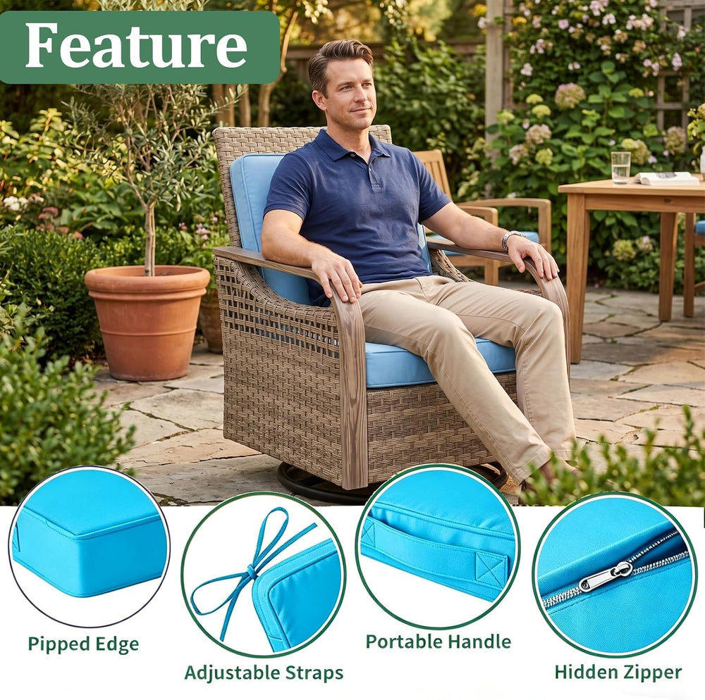 22x22 in Outdoor Foam Deep Seat Cushion Set of 4, Water-Resistant & Fade-...