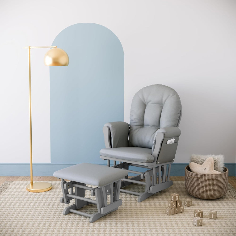 Storkcraft Premium Hoop Glider & Ottoman, Pebble Gray/Light Gray