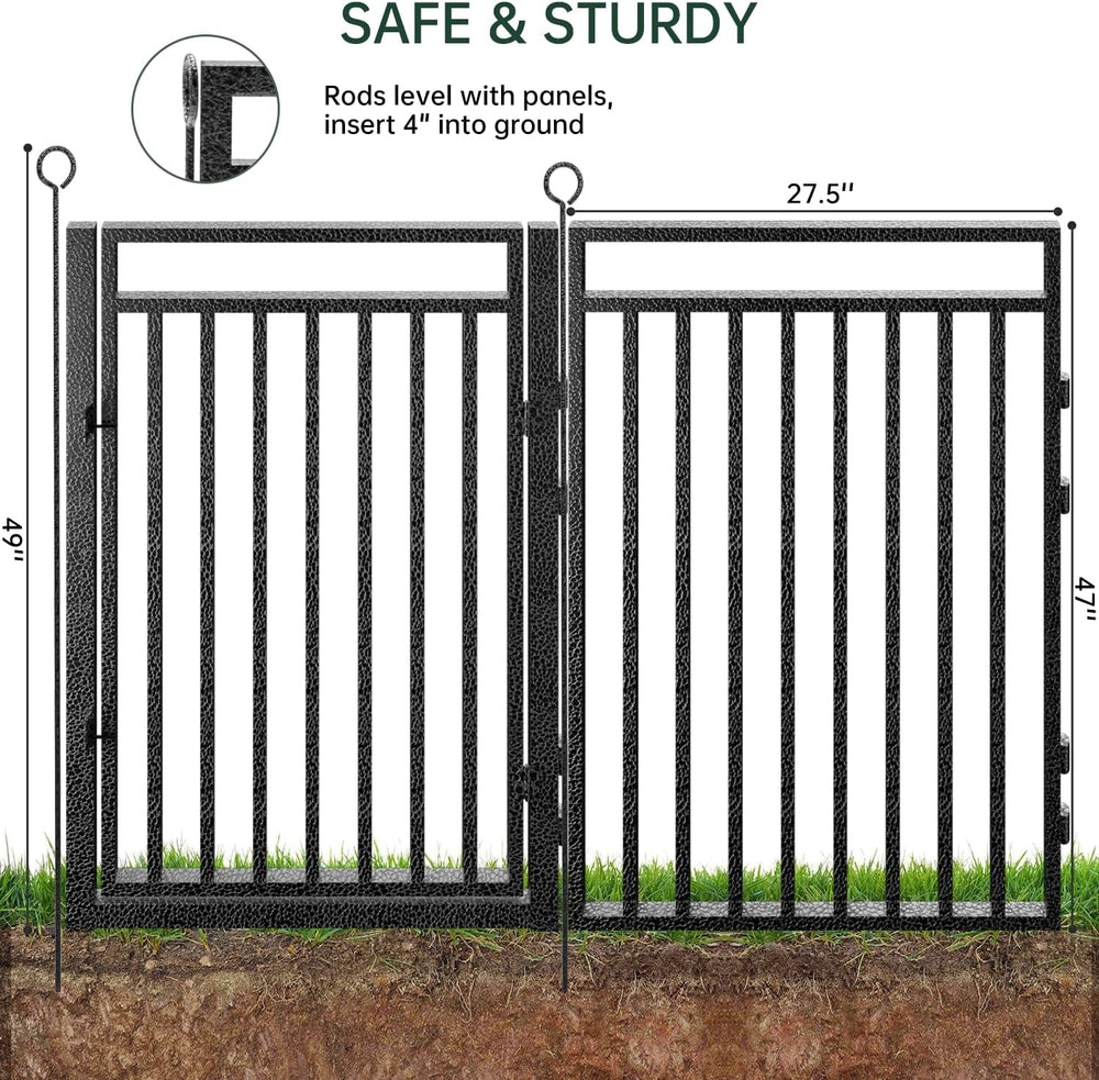 54ft (L) × 47in (H), 21 Panels & 3 Gates Garden Fence, Durable Outdoor Ya...