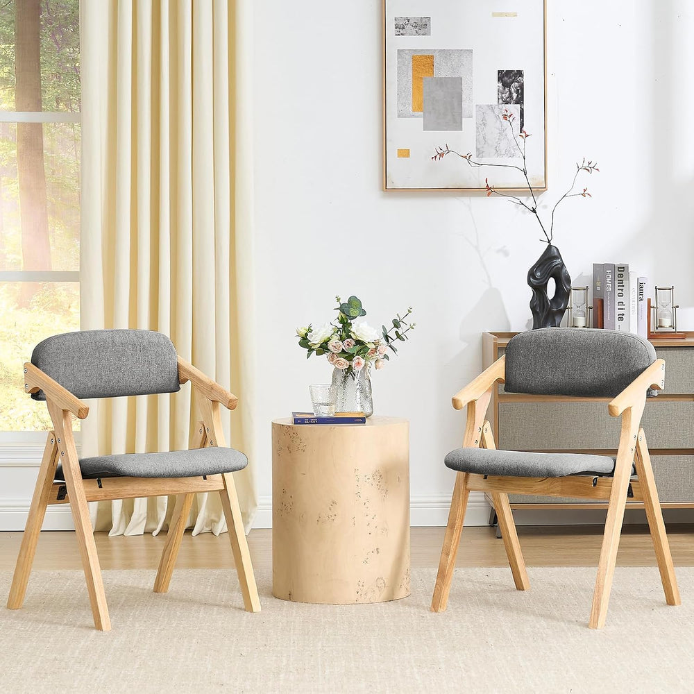 Grod Folding Dining Chairs, Padded Seat, Wooden Stackable,1PCS (Dark Gray)