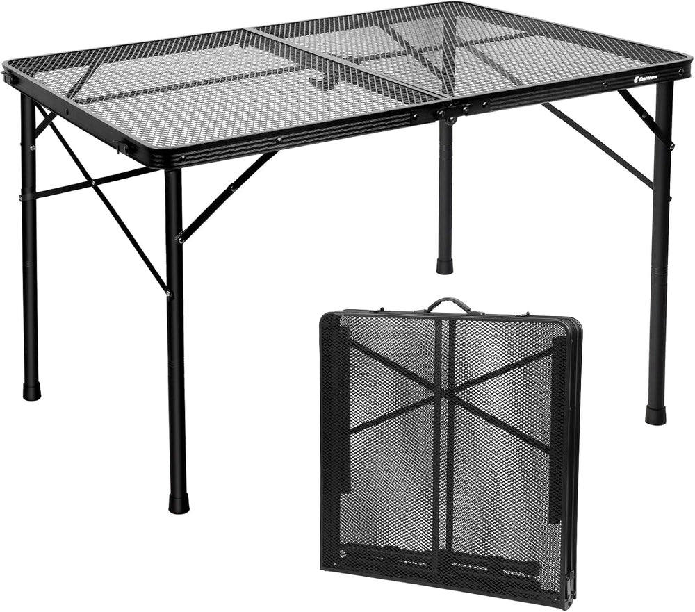 4 Ft Metal Folding Table, Folding Grill Table with 16.5/26 in Heights