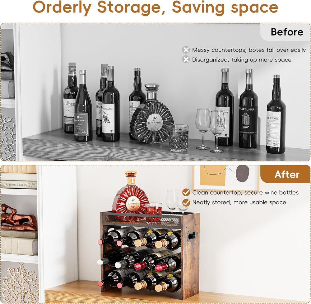 KLM 3-Tier Wine Bottle Display Rack, Holds 12 Bottles.