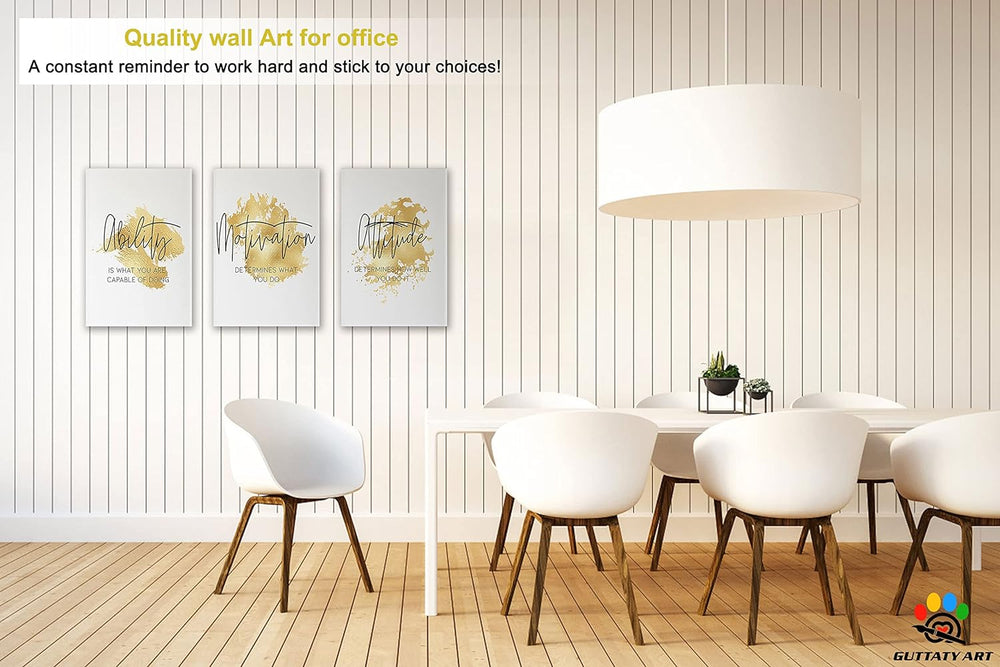 Office Wall Art-3 Panel Motivational Wall Art, Inspirational Quotes Canvas Ar...