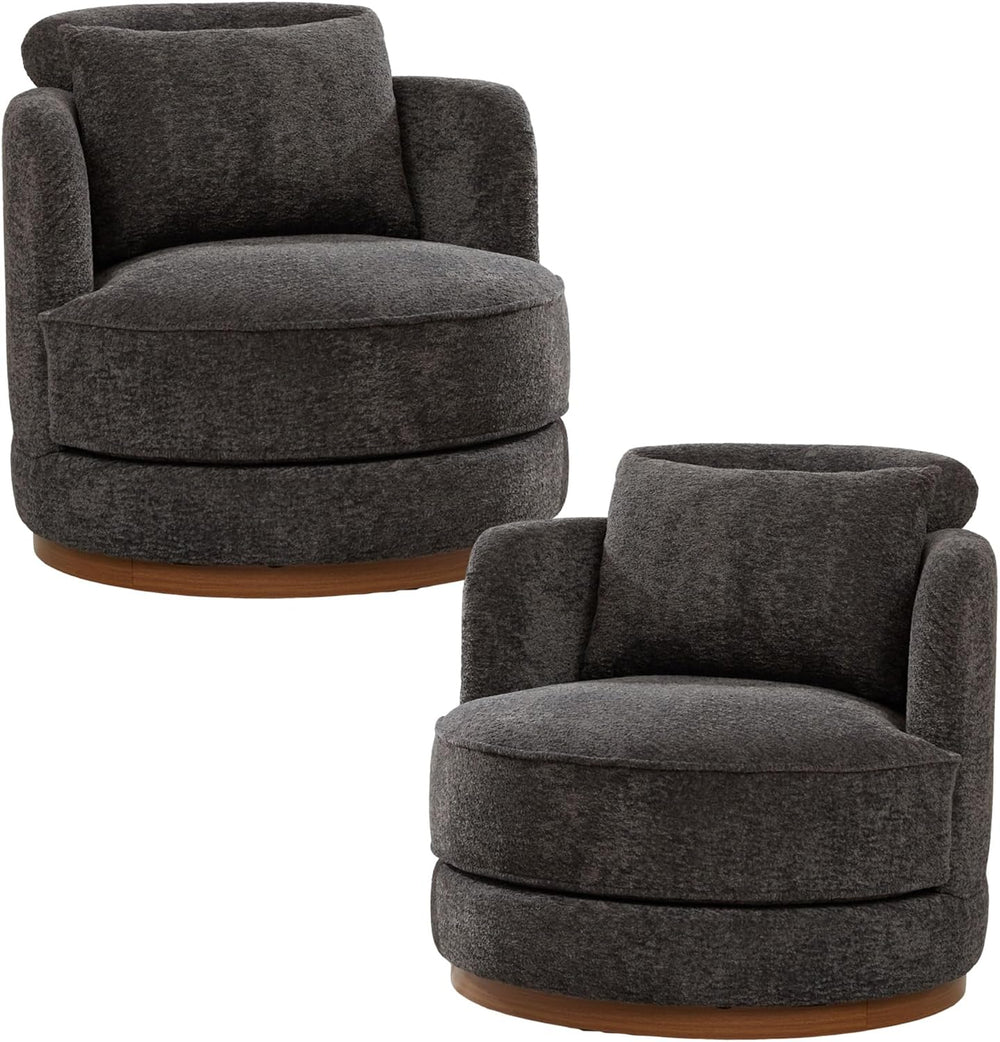 33.86" W Swivel Chair Set of 2 Accent Armchair,Charcoal