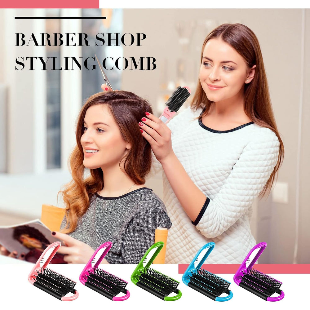 Nuogo 50 Pcs Travel Hair Brushes with Mirror, Foldable Portable Travel