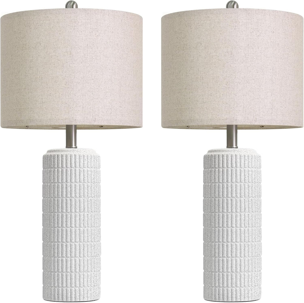 PoKat 27.5'' Tall Table Lamps for Living Room Set of 2, Stone-Like Ce...