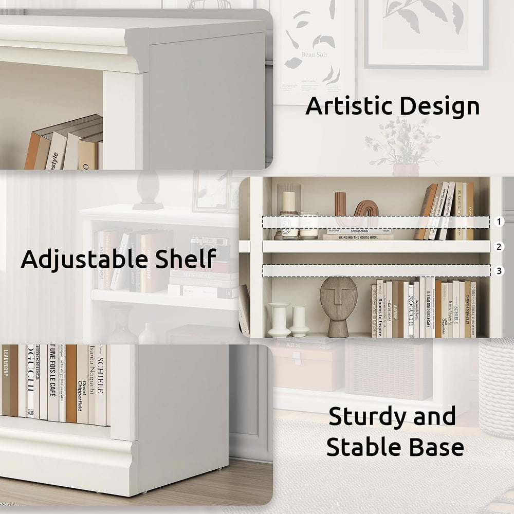 64" W Double Wide Open Shelf Bookcase, 3 Tiers 6 Storage Cube Book Shelf