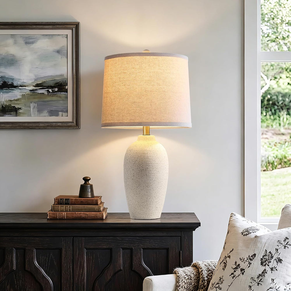 AIEAMPDO 25” Modern Traditional Ceramic Table Lamp with Gray Spots