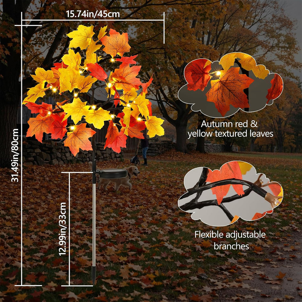Lewondr 4 Pack Fall Solar Lights Outdoor Decorative