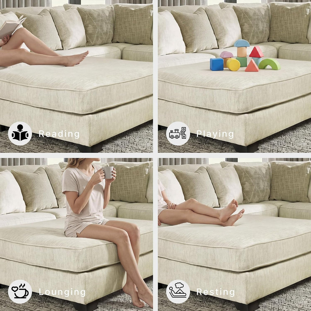 Signature Design by Ashley Oversized Square Ottoman Coffee Table, Beige