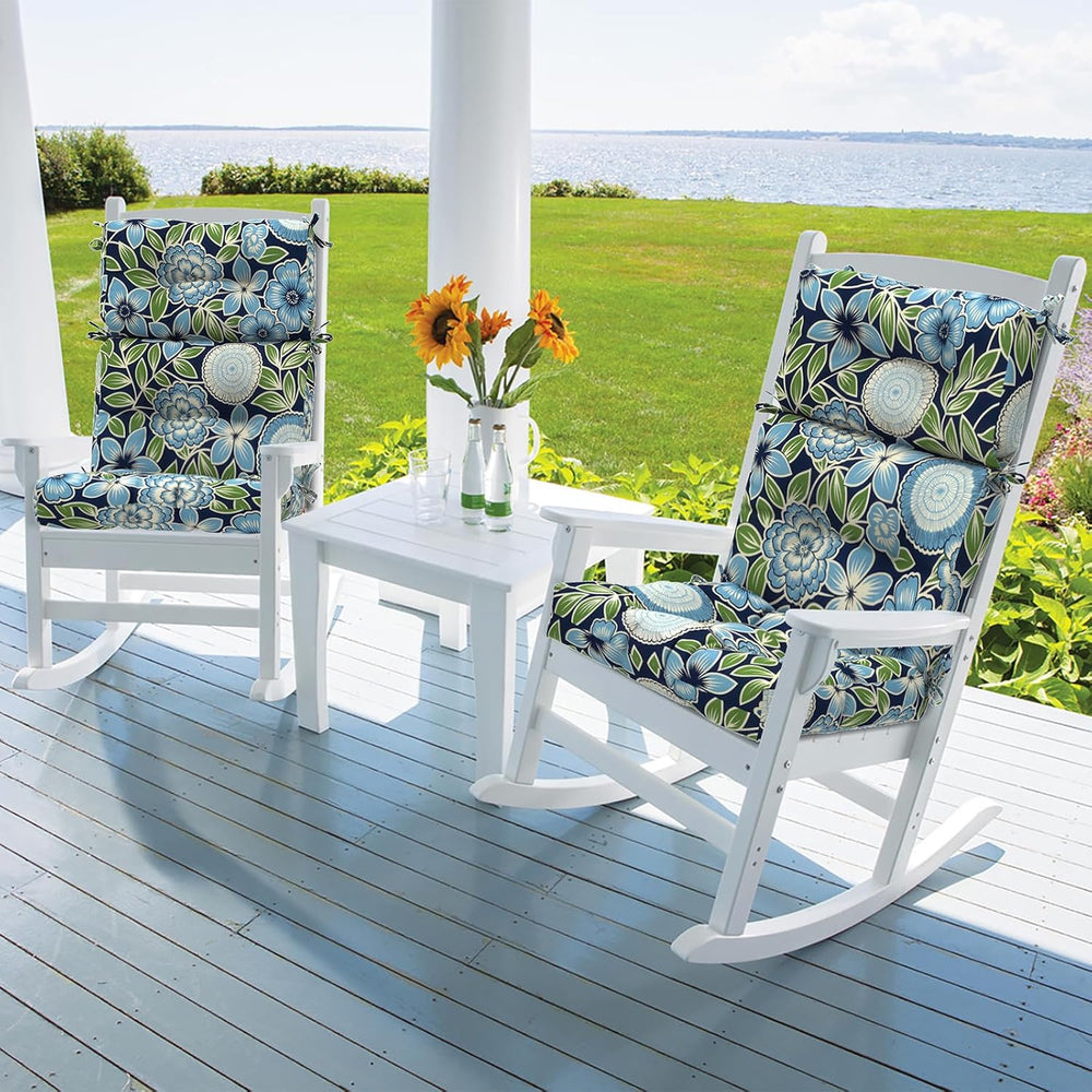 DYTXIII Outdoor High Back Chair Cushions Set of 2, Water Repellent Tufted Roc...