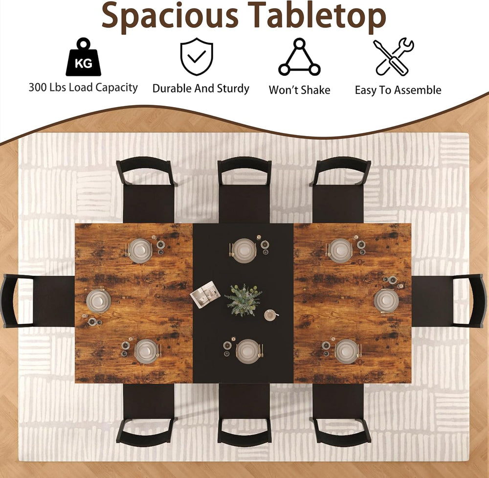 78.7 Inch Dining Table for 8 People, Large Rectangular Farmhouse Kitchen Tabl...
