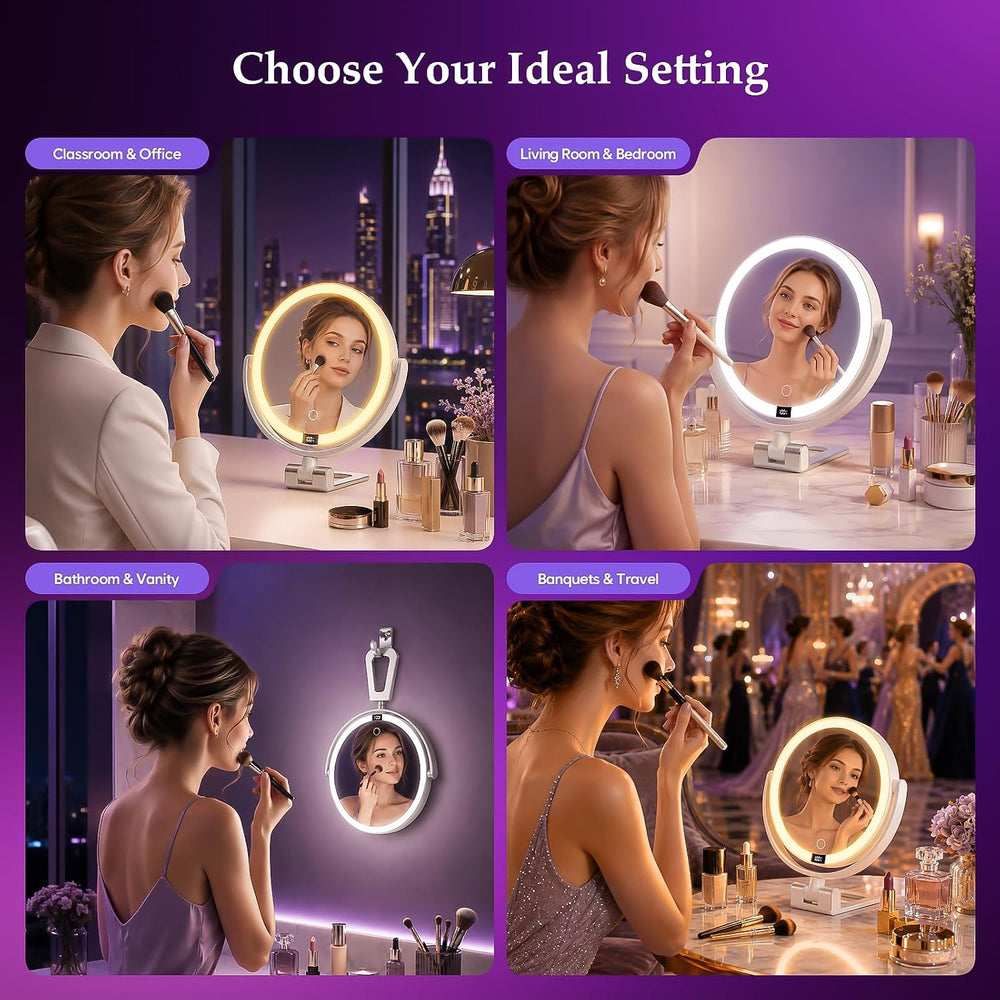 1X/30X Makeup Mirror with Lights, Rechargeable Magnifying Mirror