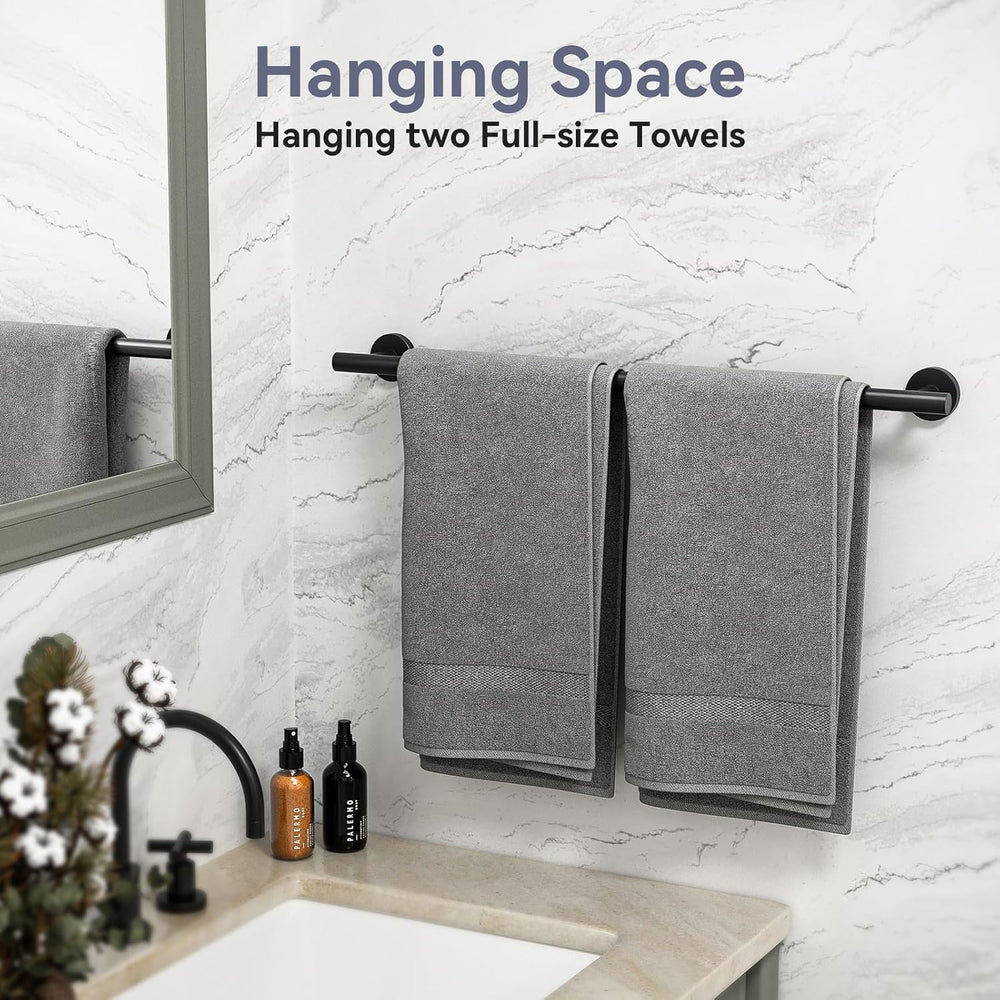 Bathroom Hardware Set, 24 Inch Matte Black Towel Bar Set, 8-Piece
