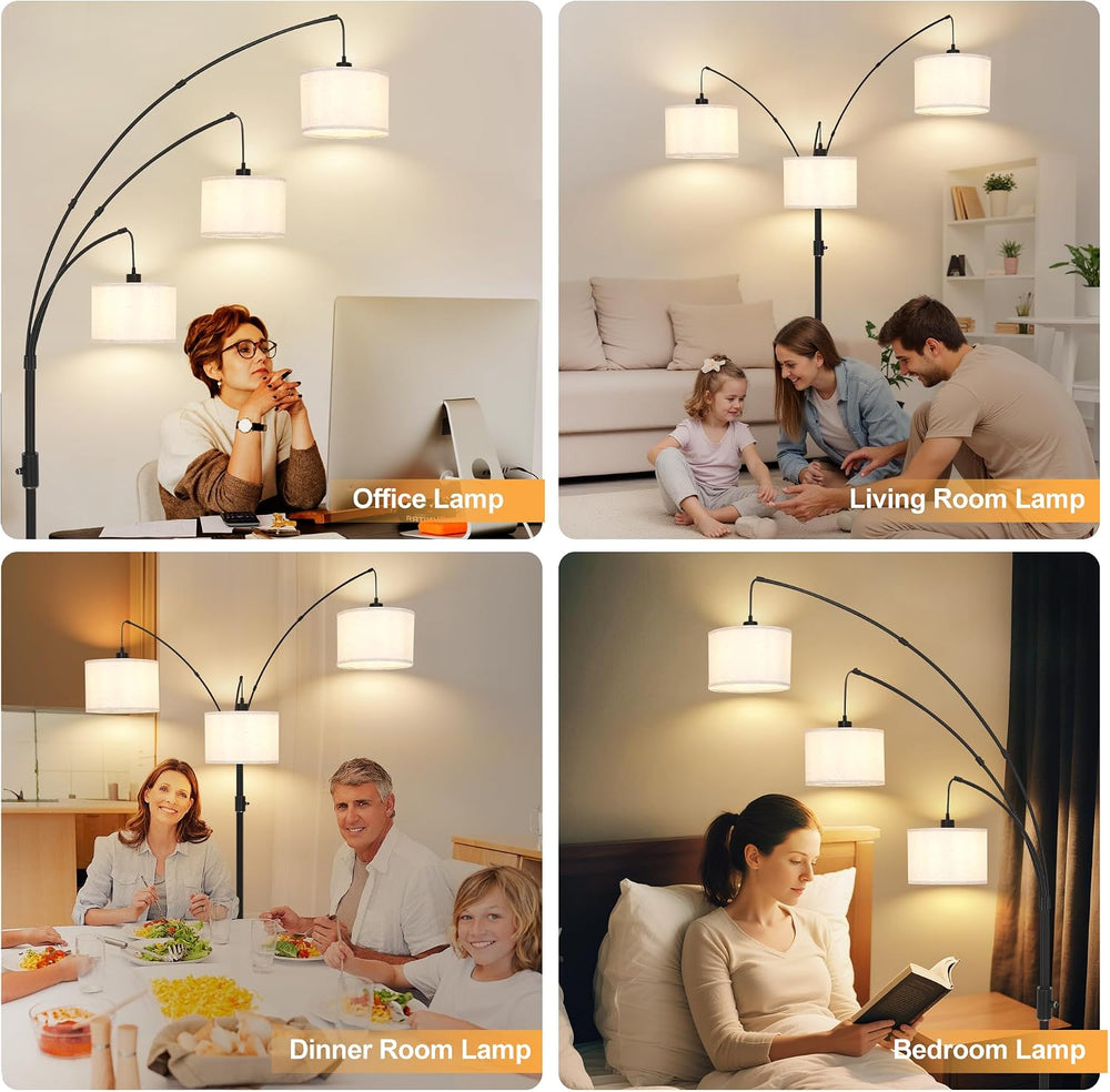 AHDWDW Dimmable Arc Floor Lamp-3 Lights Floor Lamps for Living Room,Modern Ta...