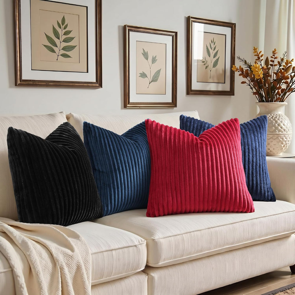 Simmore Fall Soft Black Flannel Throw Pillow Covers 26X26 Set of 2