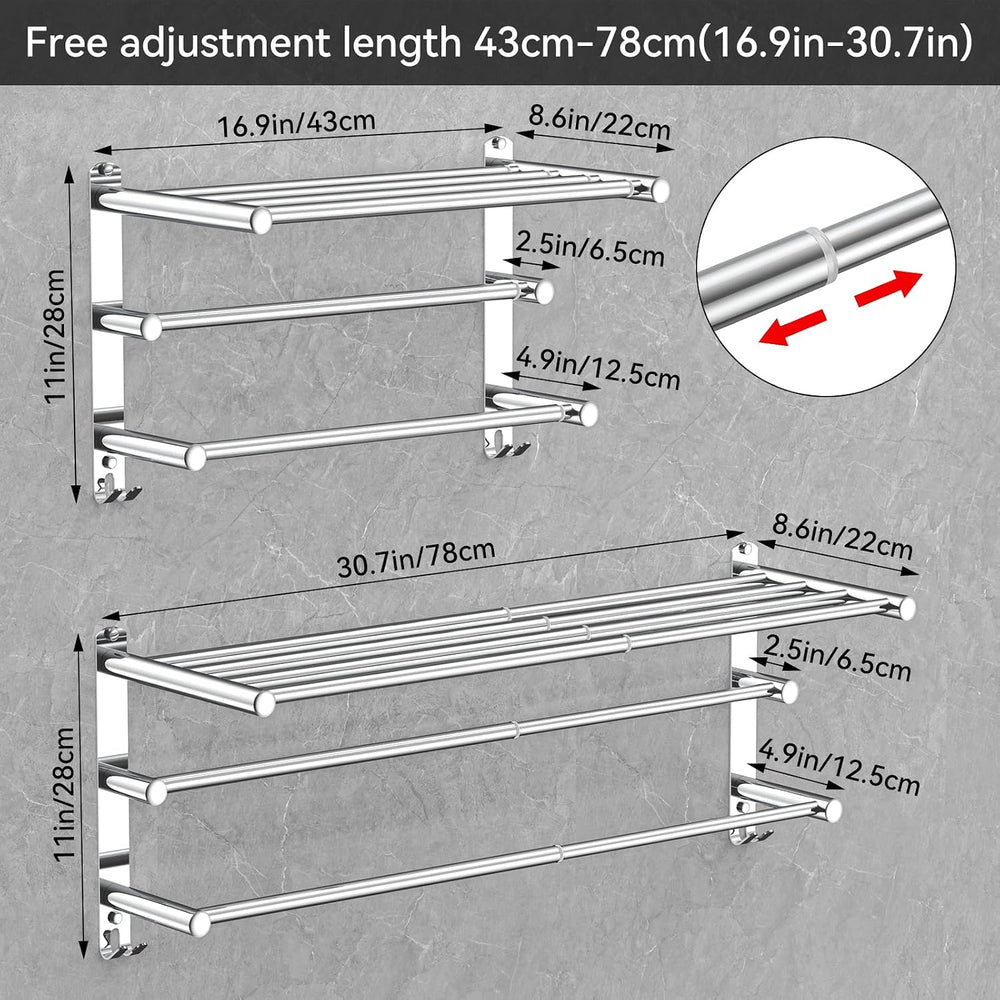 CAXIMSY Adjustable Towel Bar for Bathroom Wall Mount17-30.7inch Adhesive Show...